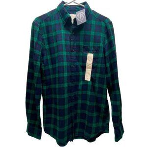 St. John's Bay Flannel Shirt Men's Small Blackwatch Plaid Super Soft Top $40 NWT